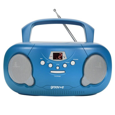 Groov-E Original Boombox Portable Cd Player With Am/fm Radio Led Display - Blue