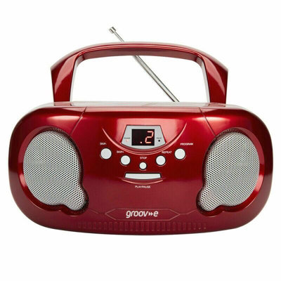 Groov-E Portable Cd Radio Boombox - Red - Image 6