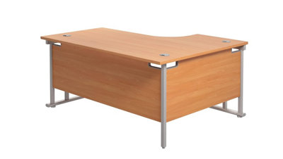  - Office HippoL Shaped Desk 160 X 120 Cm. Large Corner Computer For Home With Integrated Cable PortsIdeal WorkStudyGaming
