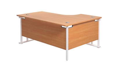  - Office HippoL Shaped Desk 160 X 120 Cm. Large Corner Computer For Home With Integrated Cable PortsIdeal WorkStudyGaming