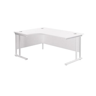  - Office HippoL Shaped Desk 160 X 120 Cm. Large Corner Computer For Home With Integrated Cable PortsIdeal WorkStudyGaming