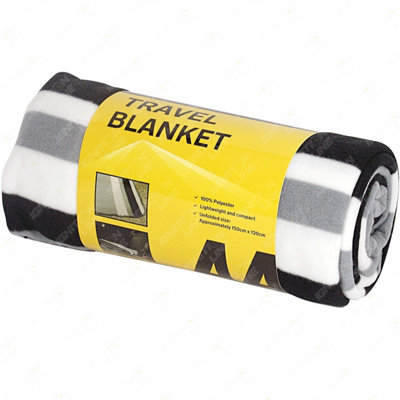 AA Travel Fleece Blanket AA3423 - 100% Lightweight Polyester 150cm x 120cm Black White Grey Stripes - Image 5