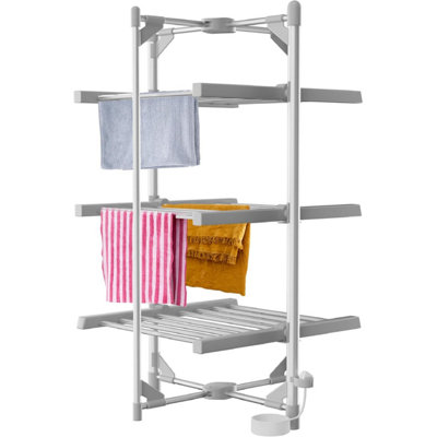 B&Q -  3-Tier 220W Heated Clothes Airer 24 Rails Drying Rack Foldable Drying Laundry