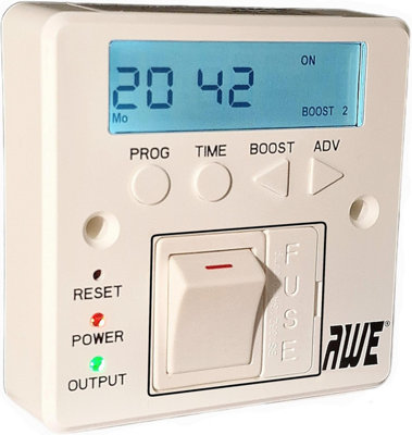 B&Q -  7-Day Digital Fused Timer Spur Electric Heating Immersers Towel Rails Lighting 5Yr Warranty & Lit Display 2000Hrs Batt Memory