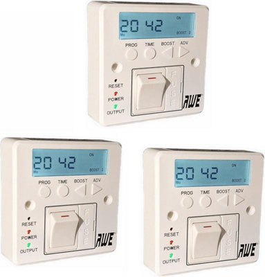 B&Q -  3 X 7-Day Digital Fused Timer Spur Electric Heating Immersers Towel Rails Lighting 5Yr Warranty & Lit Display 2000Hrs Memory
