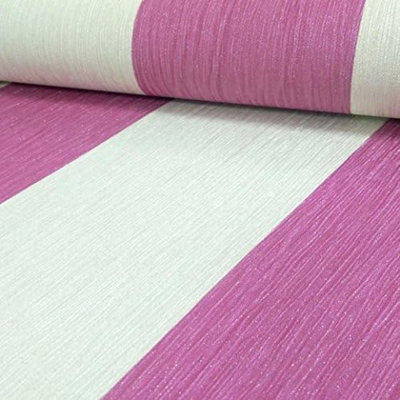Debona Ivory/Pink Crystal Stripe Textured Pattern Stripe Glitter Vinyl Wallpaper 9014