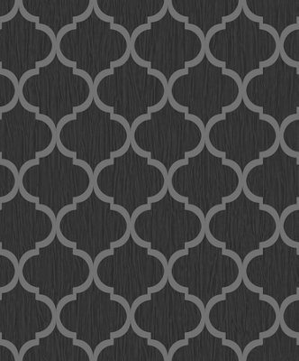 Debona Black/Silver Crystal Trellis Wallpaper / 8895