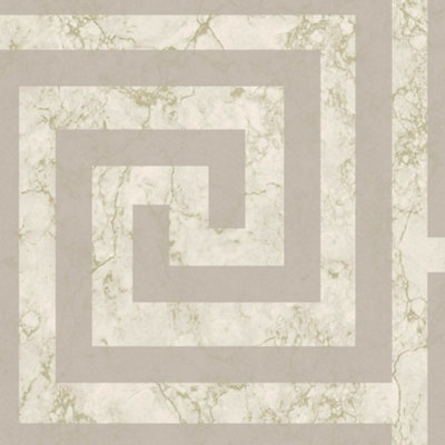 Debona Geometric Greek Key Marble Natural Washable Luxury Wallpaper 4019 from B&Q