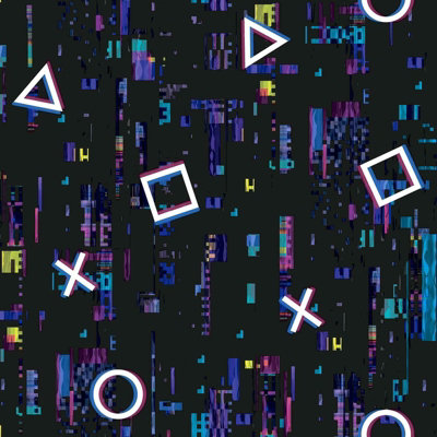 Debona Video Game Glitch Wallpaper Multicoloured Pink Purple Black Blue 6219 from B&Q