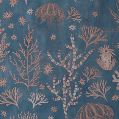 Debona Coral Aqua Blue Pale Pink Salmon Spongeable Wallpaper 5026 from B&Q