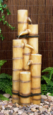 Outdoor Living UK Aqua Creations Medium Bamboo Poles Mains Plugin Powered Water Feature from B&Q