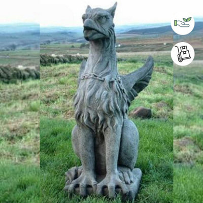 Large Winged Stone Griffin Ornament Gargoyle Gryphon Style from B&Q