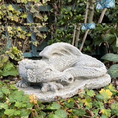 B&Q Sleeping Stone Cast Dragon Medium