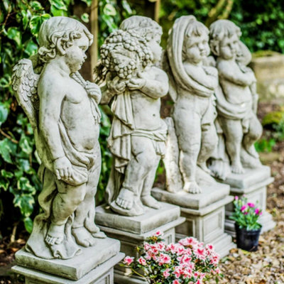 Large Cherubs Statue 'four Seasons' With Square Plinths from B&Q