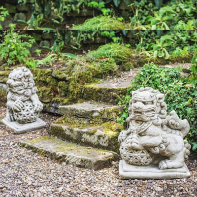 B&Q Stunning Pair Of Foo Dogs Statues Large