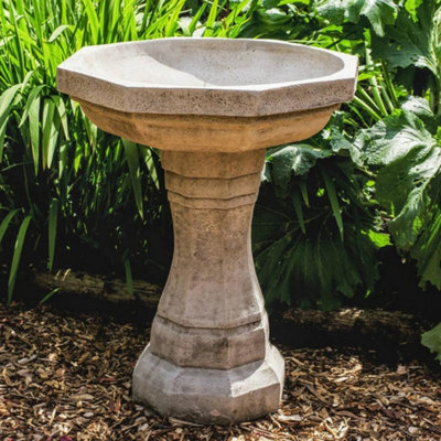Discount Garden Statues Grey Dgs Statues – Large Stone Cast Octagonal Garden Bird Bath Hand‑Finished 58Kg - Image 3