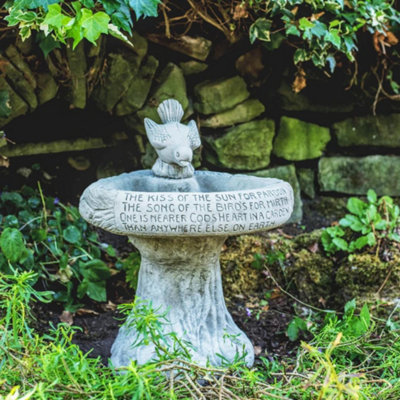 B&Q Garden Birdbath 'Kiss Of Sun' With Bird Atop