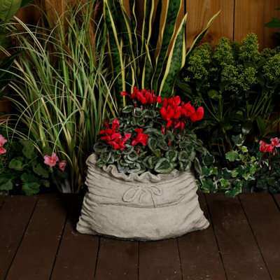 B&Q Sack Design Stone Cast Plant Pot Bag Planter