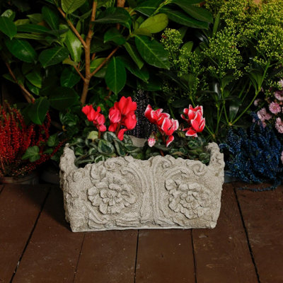 Small Solid Stone Cast 'wood' Flower Pot from B&Q