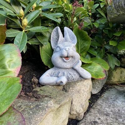 Cute Half Bunny Stone Garden Ornament from B&Q