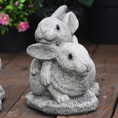  - Delightful Twin Bunny Garden Ornament