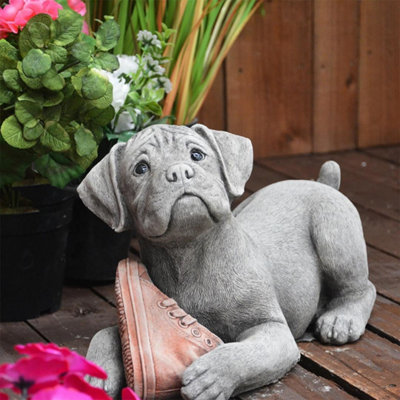 Dog And Shoe Stone Garden Ornament from B&Q
