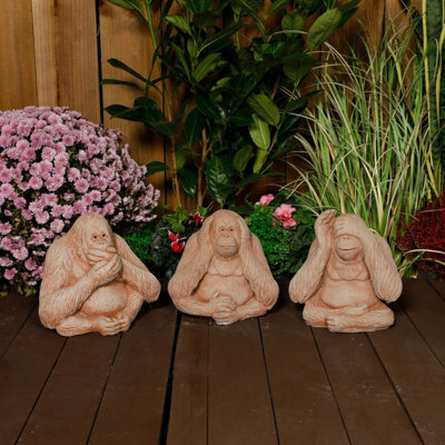 Set Of 3 Wise Monkeys Garden Figurines from B&Q