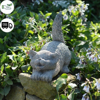 Oakley Stone Cast Tail Up Cat Sculpture from B&Q