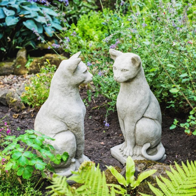 Pair Of Standing Cats Gatepost Garden Ornaments from B&Q