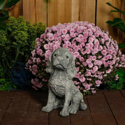 Spaniel Puppy Dog Stone Cast Garden Ornament from B&Q