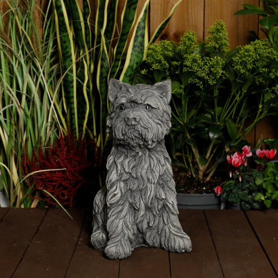 Large Terrier Dog Stone Cast Ornament from B&Q