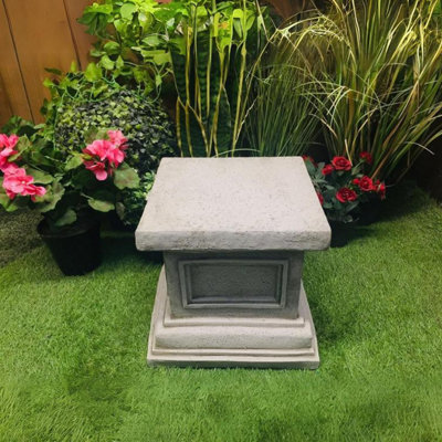 Classic Plain Stone Cast Garden Square Plinth from B&Q