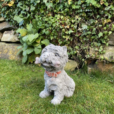 Small Westie Terrier Chewing Bone Stone Ornament from B&Q