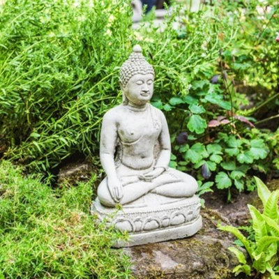 Small Meditating Buddha Statue On Plinth from B&Q