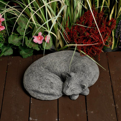 Stone Cast Sleeping Cat Ornament from B&Q