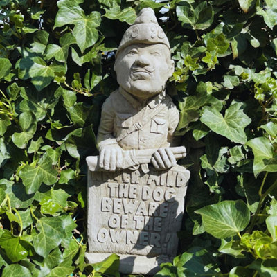 Oakley Humorous Soldier Garden Ornament With Beware Of The Owner Sign from B&Q