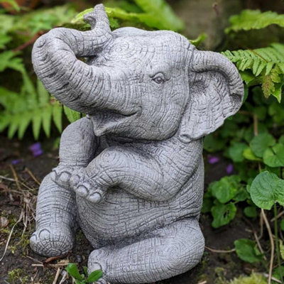 Stunning Trunk-Up Large Elephant Garden Ornament from B&Q