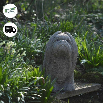  - Adorable Stone Cast Lifesize Shih-Tzu Garden Ornament