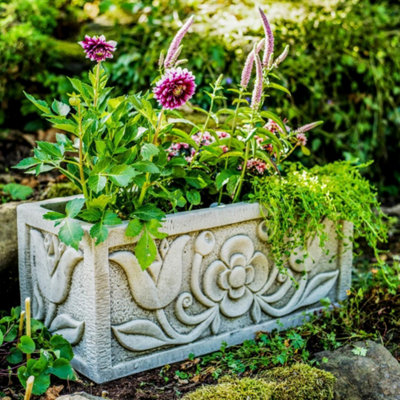 B&Q Tulip Design Stone Planter Trough Large