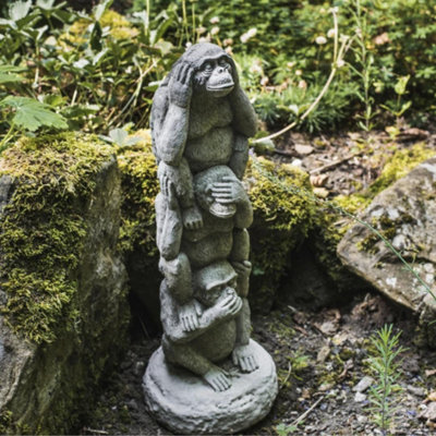 Stack Of 3 Wise Monkeys Garden Ornament from B&Q