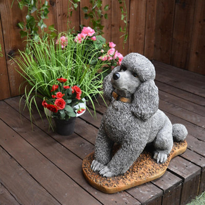 Stone Cast Sitting Poodle Statue from B&Q