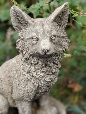  - Sitting Fox Stone Fairy Garden Ornament Animal Statue