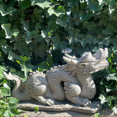 Mystical  Oriental Dragon Stone Cast  Statue Garden Ornament from B&Q