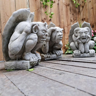 Set Of Three Gargoyle Garden Statues from B&Q