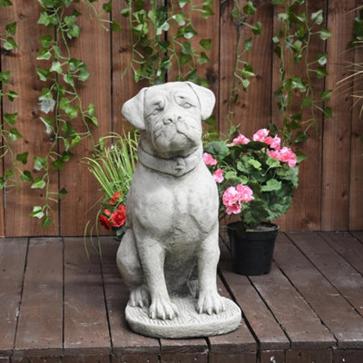 Oakley Stone Cast Large Boxer Dog Garden Ornament from B&Q