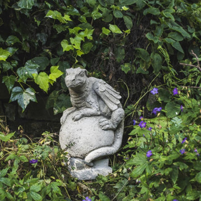 B&Q Solid Stone Cast 'Dragon On Ball' Garden Ornament Large