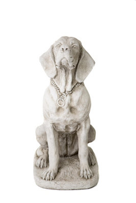 Large Stone Cast Sitting Hound Statue from B&Q