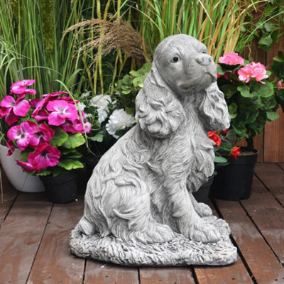 Cocker Spaniel Dog Stone Cast Garden Ornament from B&Q