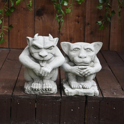 Pair Of Small Gargoyle Garden Statues from B&Q