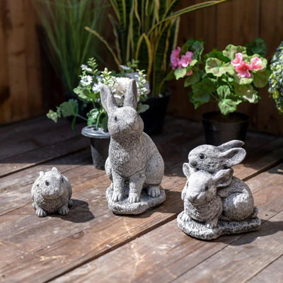 Set Of 3 Bunny Rabbit Garden Ornaments from B&Q